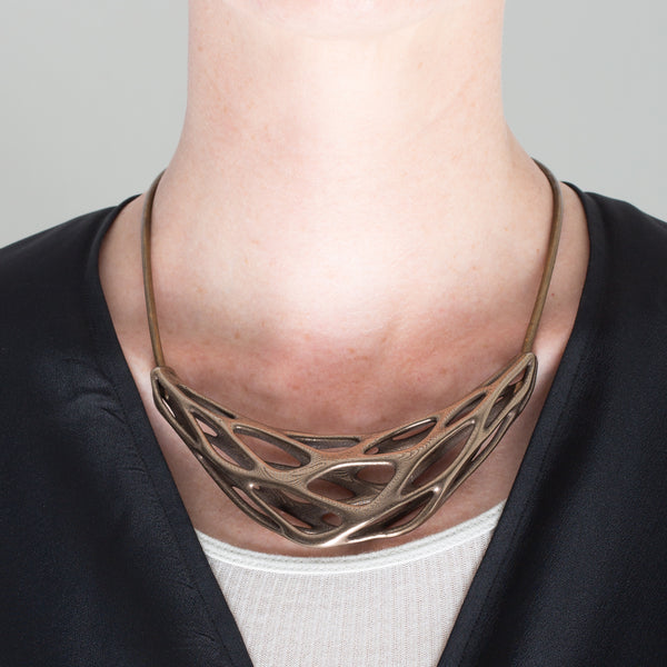 GRAVITY CREST - 3d Printed Necklace - Steel