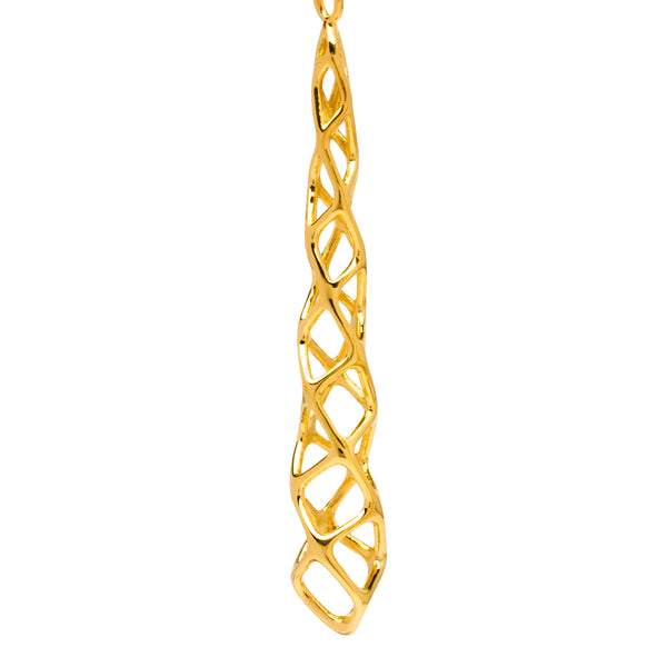 CUBICOID (long) - 3d Printed Pendant - Sterling or Gold-Plated