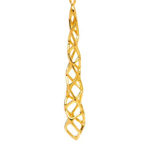 CUBICOID (long) - 3d Printed Pendant - Sterling or Gold-Plated