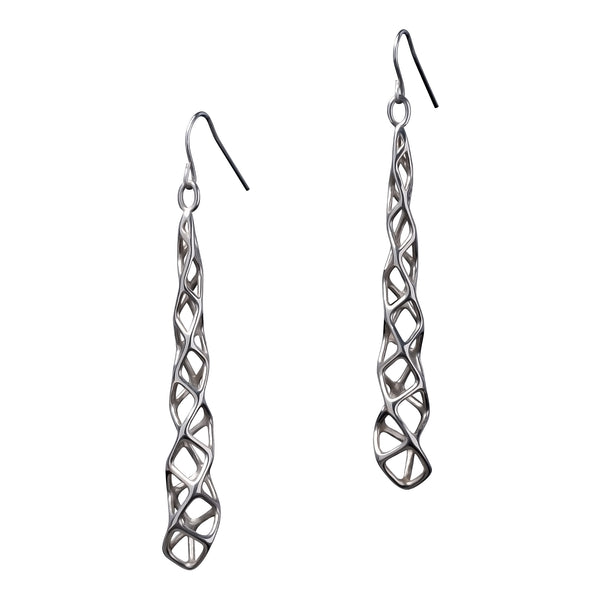 CUBICOID (long) - 3d Printed Earrings - Sterling or Gold-Plated