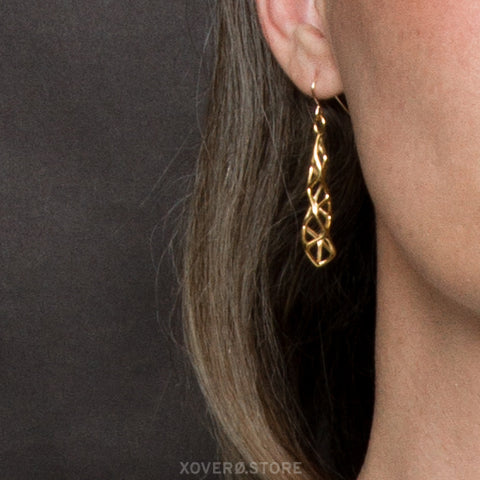 CUBICOID (short) - 3d Printed Earrings - Sterling or Gold-Plated