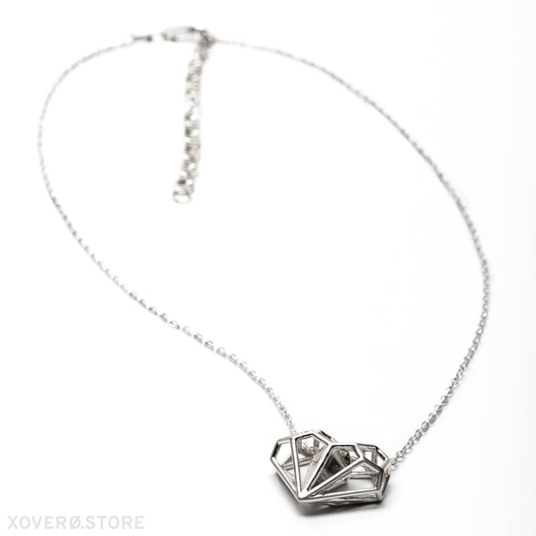 GEO HEART - 3d Printed Pendant - Sterling Silver