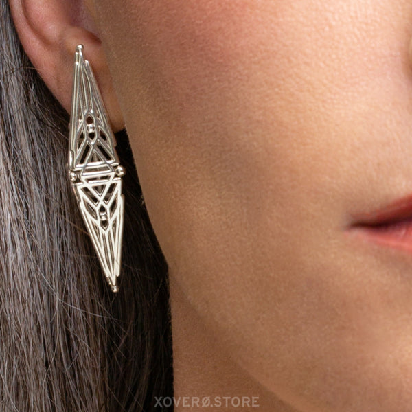 DOUCET - 3d Printed Earrings - Sterling Silver
