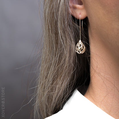 OLEA LONG-STEM - Boucles d'oreilles imprimées en 3D - Argent Sterling