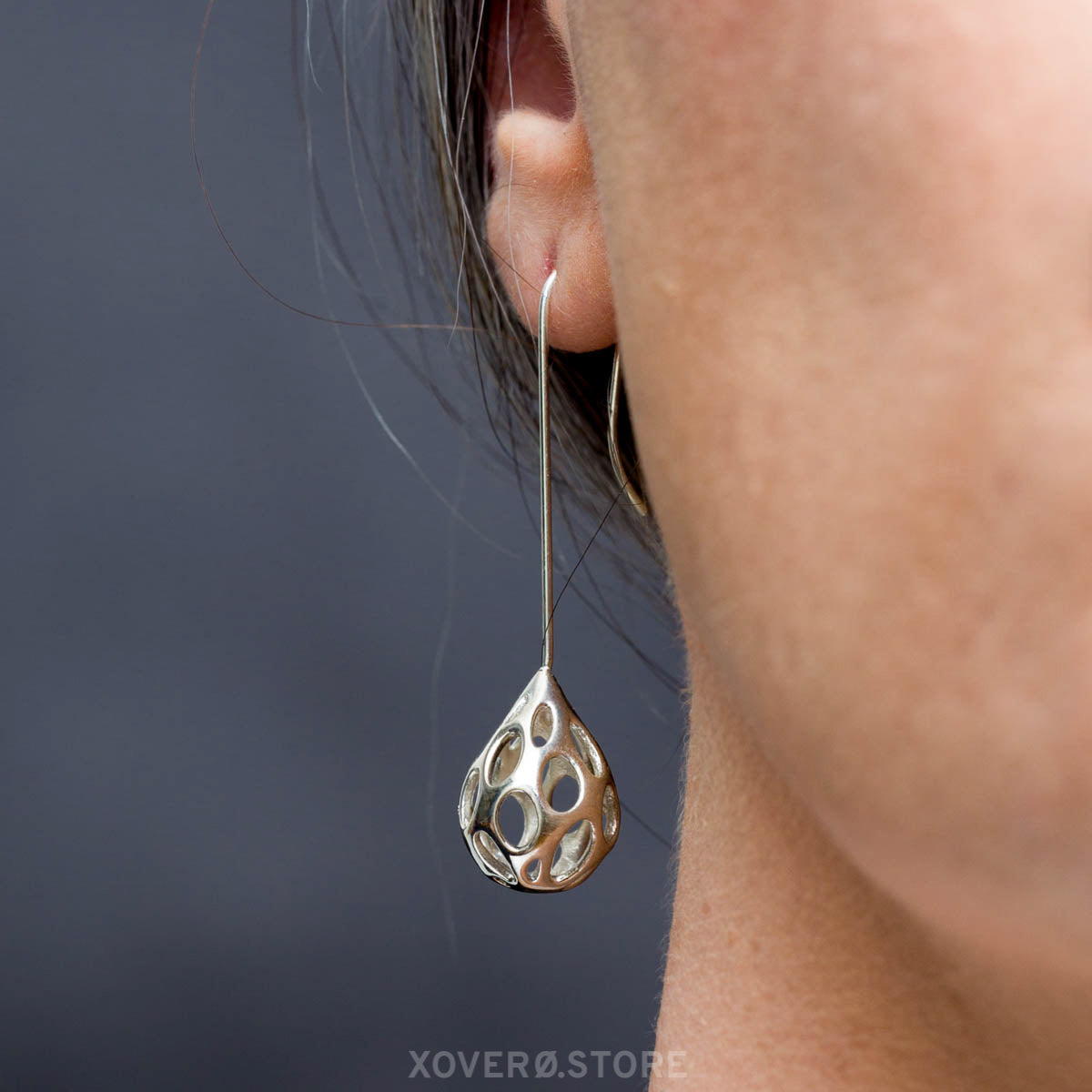 OLEA LONG-STEM - Boucles d'oreilles imprimées en 3D - Argent Sterling